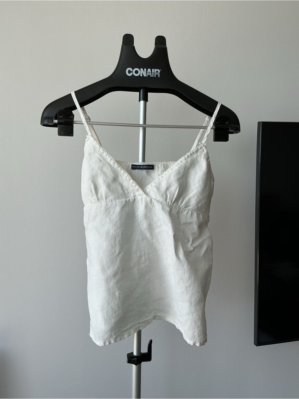 Brandy Melville White Linen V-Neck Cami